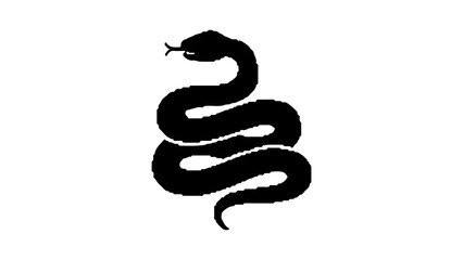 Black snake silhouette with transparent background