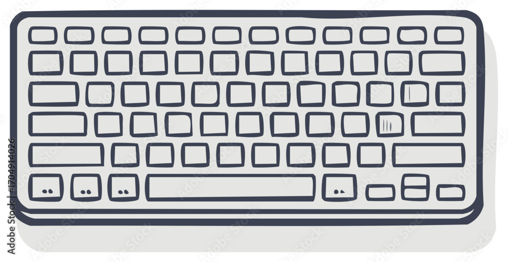 Poster keyboard illustration design, hand drawn computer input device graphic.