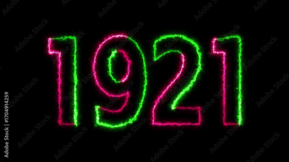 Aufkleber 1921 neon line text animation. 1921 year text effect with neon glow. colorful 1921 typography effect