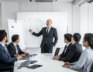 Fototapeta premium Handsome Japanese businessman with Francis Xavier style bald head