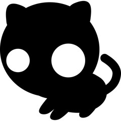 Simple Cute Cartoon Silhouette Black Cat Happy Halloween party element Illustration flat style