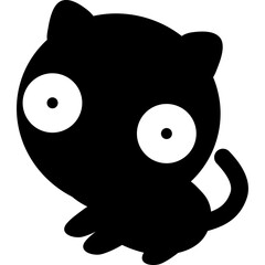 Simple Cute Cartoon Silhouette Black Cat Happy Halloween party element Illustration flat style