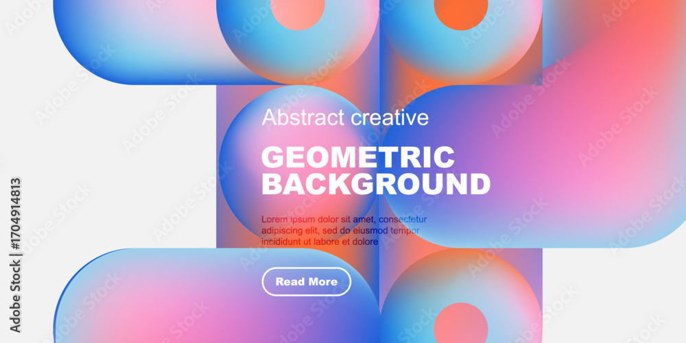 Poster vibrant abstract design. fluid shapes overlap, creating dynamic geometric background with text, butt