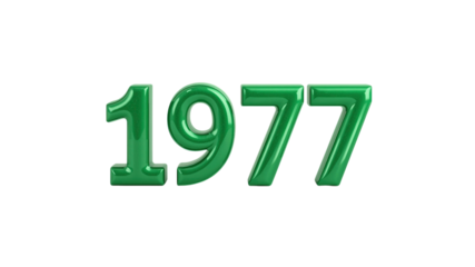 Glossy Green 1977 Number Design - Retro Year Graphic