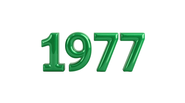 Glossy Green 1977 Number Design - Retro Year Graphic