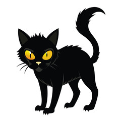 Black Cat Halloween Line Art Vector