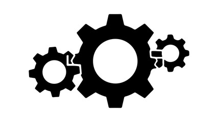 Broken gears with transparent background
