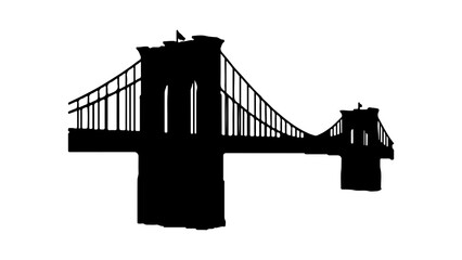Brooklyn bridge silhouette with transparent background