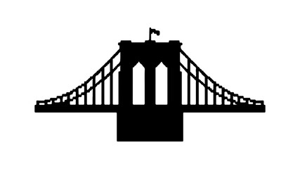 Brooklyn bridge silhouette with transparent background