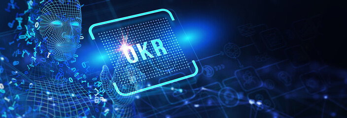 OKR Objectives key results. Business, Technology, Internet and network concept. 3d illustration