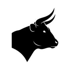Bull head silhouette with transparent background