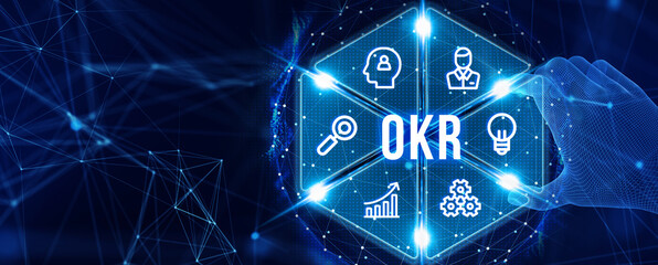 OKR Objectives key results. Business, Technology, Internet and network concept. 3d illustration