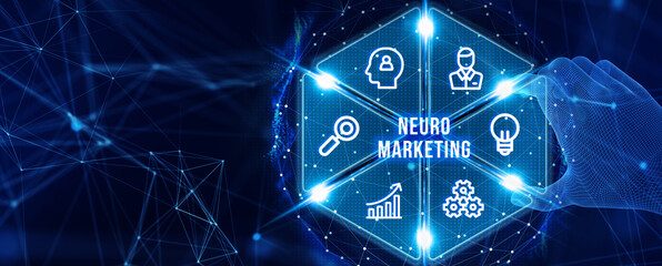 Neuromarketing. Sales and advertising marketing strategy concept. Business, Technology, Internet and network concept. 3d illustration
