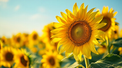 Obraz premium Bright Sunflower Blooming in Sunny Field