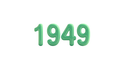 1949 Mint Green Balloon Numbers on Transparent Background