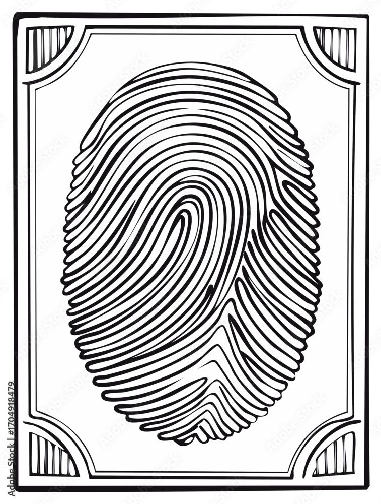 Poster stylized human fingerprint outline for security identification and biometric access control