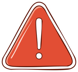 Illustration of a stylized red warning sign with an exclamation point in a triangle shape