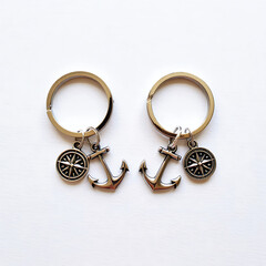 Charming Nautical Themed Keychain Set Featuring Anchors and Compass Rose Charms for Adventure Lovers