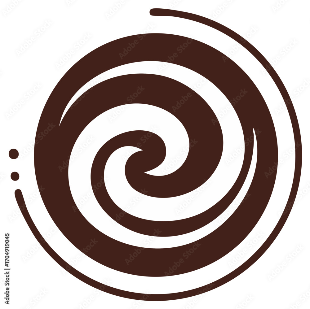 Poster Abstract Brown Swirl Design Element with Dots Accent, Rounded Shapes, and Flowing Lines