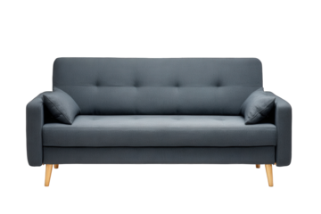 Modern gray sofa isolated on transparent background