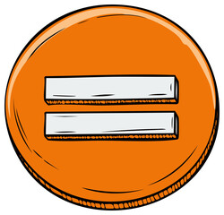 Orange Circle with Hand-Drawn Equal Sign