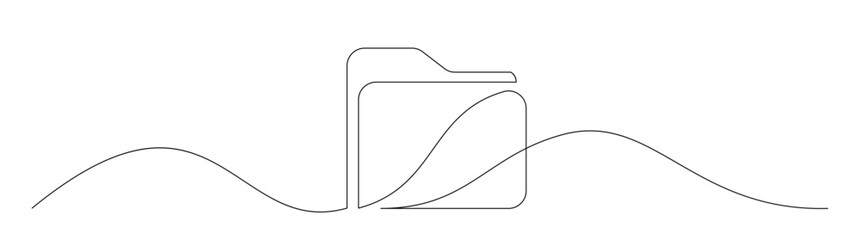 One line drawing of file folder with line wave