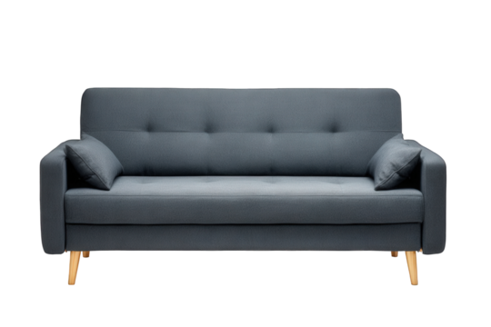 Modern gray sofa isolated on transparent background
