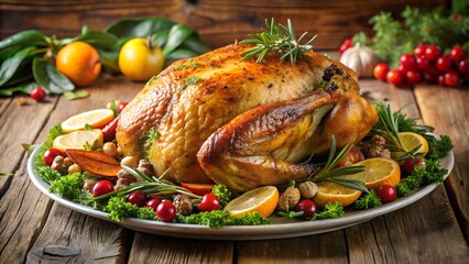 Roasted whole chicken with herbs and lemon