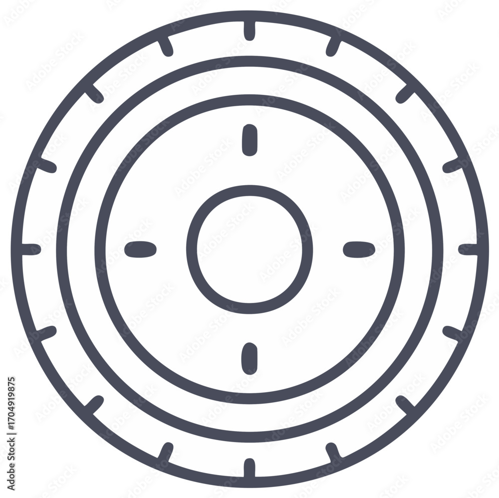 Aufkleber abstract circle graphic with segmented lines and internal circles isolated.