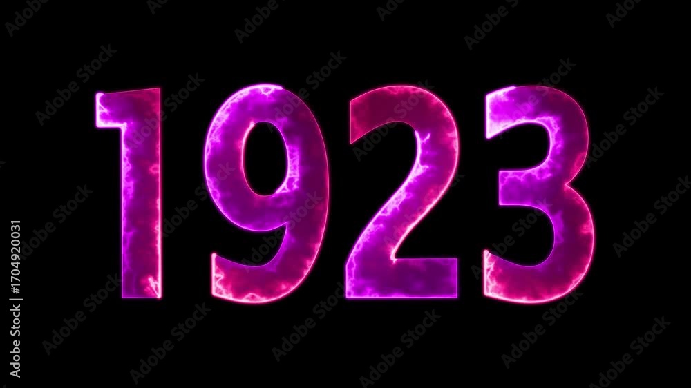 Poster 1923 neon line text animation. 1923 year text effect with neon glow. colorful 1923 typography effect