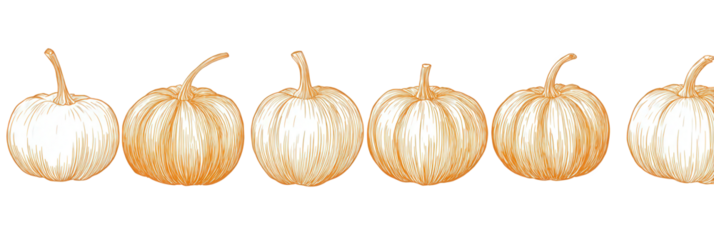 Row of pumpkins isolated on transparent background