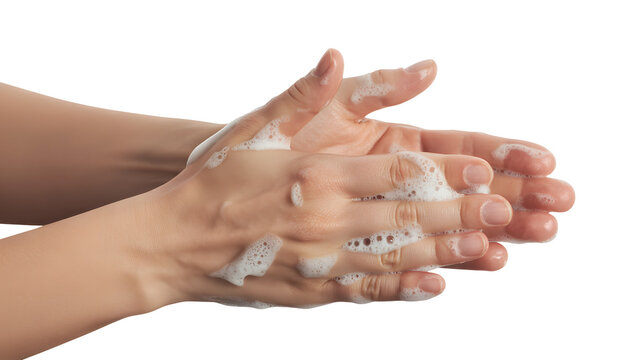 Hands washing with soap, promoting hygiene and health, essential for well-being and preventing illness - Powered by Adobe