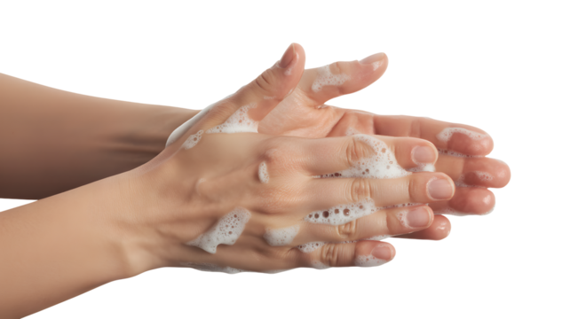 Hands washing with soap, promoting hygiene and health, essential for well-being and preventing illness