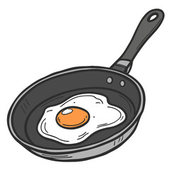 Vector art of fried egg cooking in a frying pan
