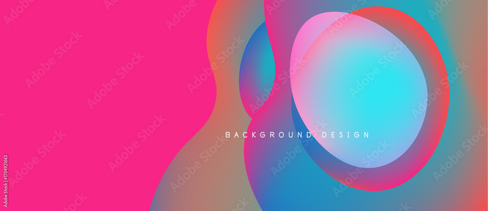Poster vibrant abstract background. overlapping circles create colorful gradients, pink dominates left side
