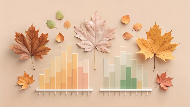 Autumn leaves and financial chart concept