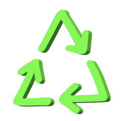 3d recycle arrow icon Recycling resources symbol Reuse of materials, zero waste, green environment, saving the planet