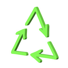 3d recycle arrow icon Recycling resources symbol Reuse of materials, zero waste, green environment, saving the planet