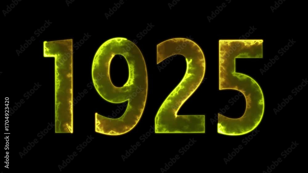 Poster 1925 neon line text animation. 1925 year text effect with neon glow. colorful 1925 typography effect
