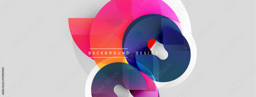 Poster abstract colorful shapes overlap, creating dynamic visual effect. modern design elements suggest inn