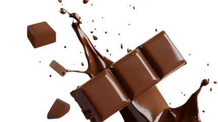 Chocolate Bar Splash on Transparent Background