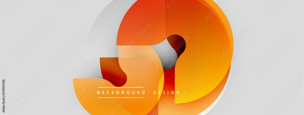 Poster abstract orange design. overlapping circles create dynamic composition. minimalist style with text e