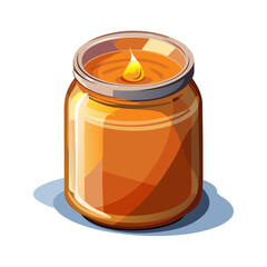 burning candle in a glass jar