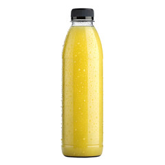 Photoreal render of glossy yellow glass bottle with smooth reflective surface