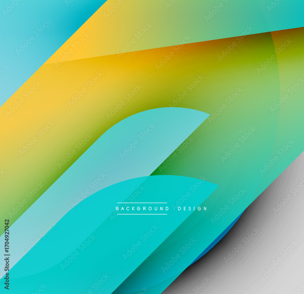Aufkleber abstract colorful design. overlapping shapes create dynamic visual effect. gradients blend yellow, g