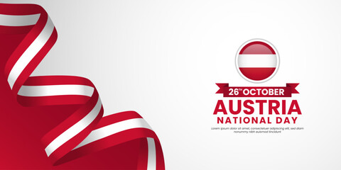 Austria national day banner background 26 october design element with waving ribbon flag