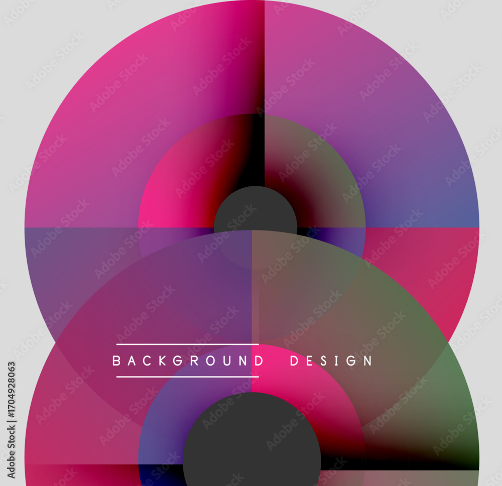 Poster abstract colorful circles overlap creating dynamic visual effect. modern design with gradient shades