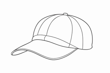Cap Line Drawing &ndash; Simple Baseball Hat Outline Illustration