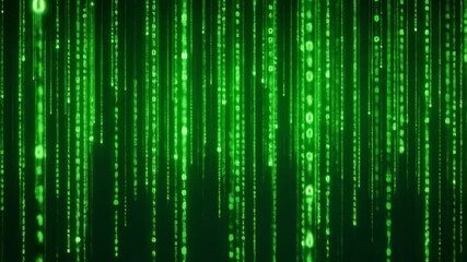 Green code rain on a black background - Powered by Adobe