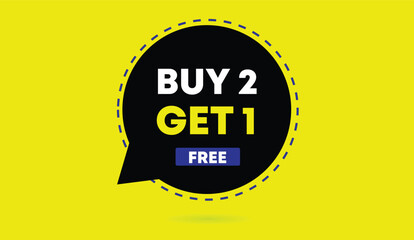 buy 2 get 1 free web banner template editable vector art illustration design black blue shapes yellow white bold text abstract yellow business background modern creative promotional layout graphic